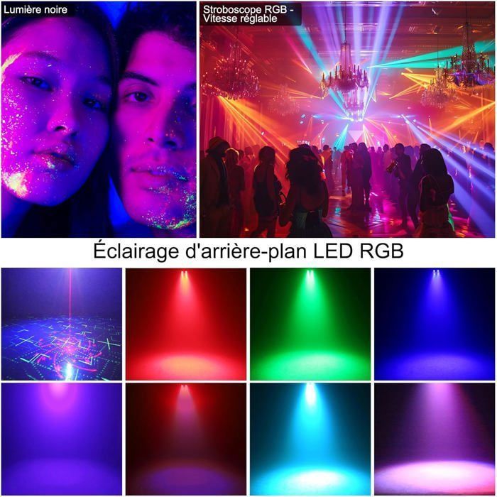 Gioco di luci e feste 3 in 1, controllato dalla musica, luce da discoteca con effetto strobo, LED RGB, effetto palla da discoteca per feste, club, Natale