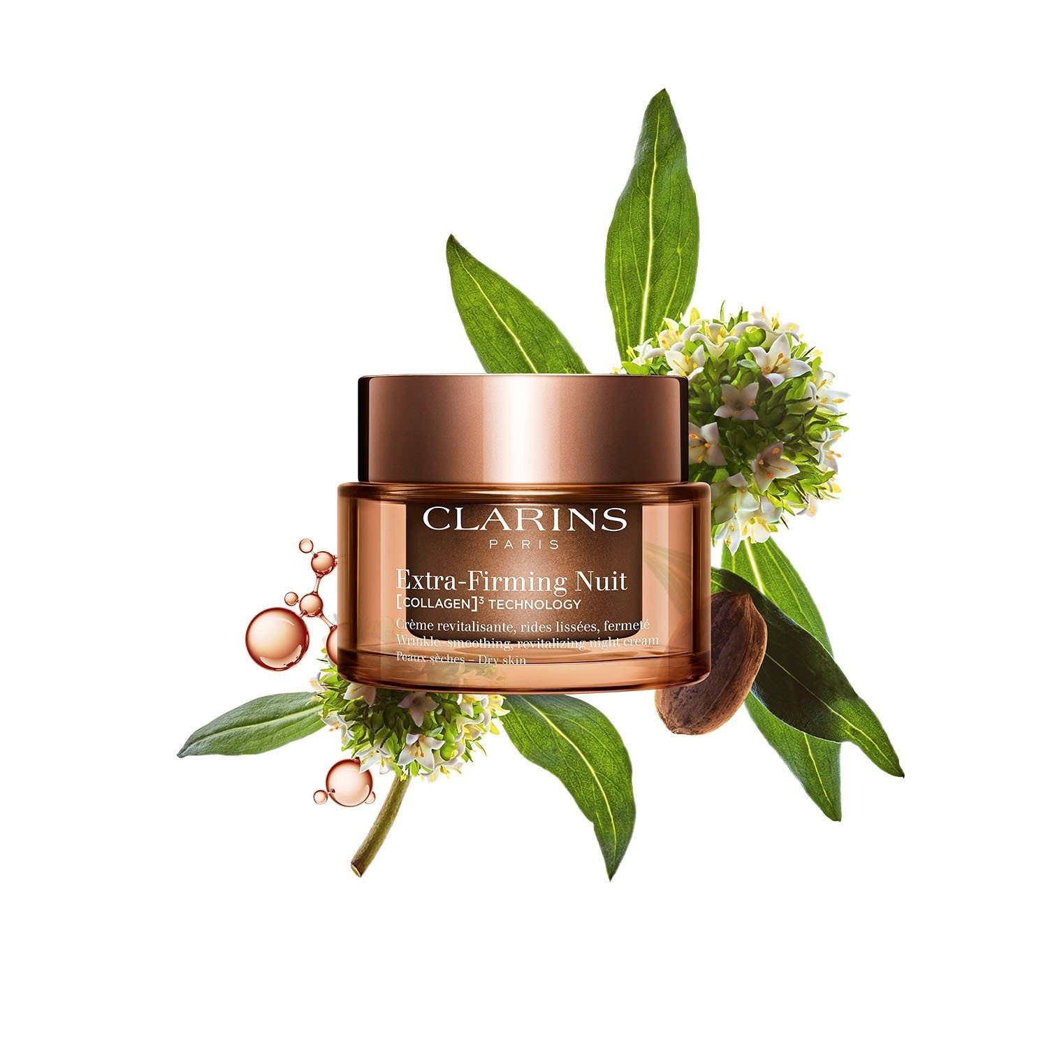 „Clarins“ naktinis kremas „Extra-Firming 40+ Night“ [KOLAGENO]³ TECHNOLOGIJA sausai odai – 50 ml – papildymas