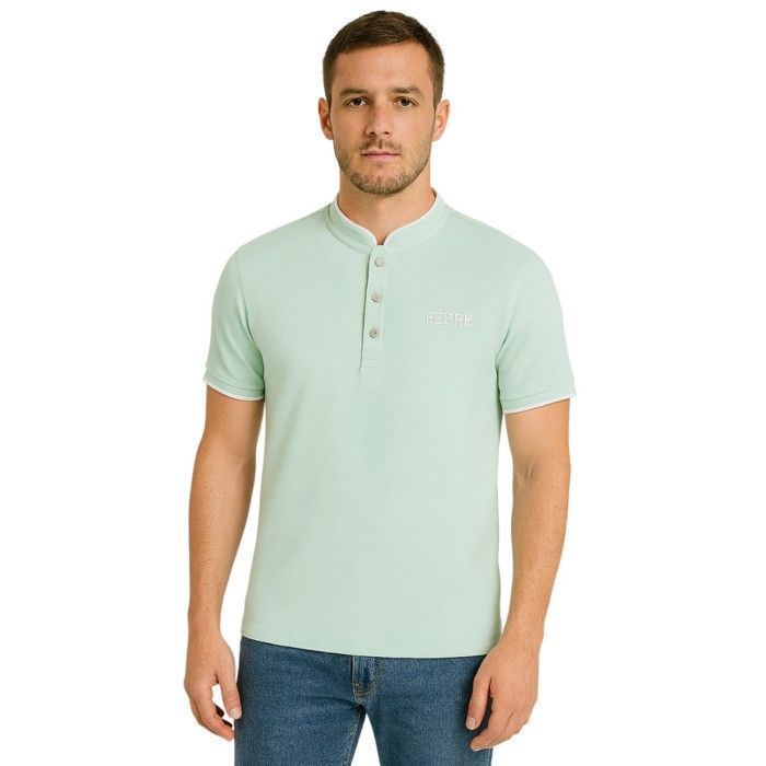 Polo Ferre de manga corta con cuello mandarín Giorgio Aqua Green para hombre