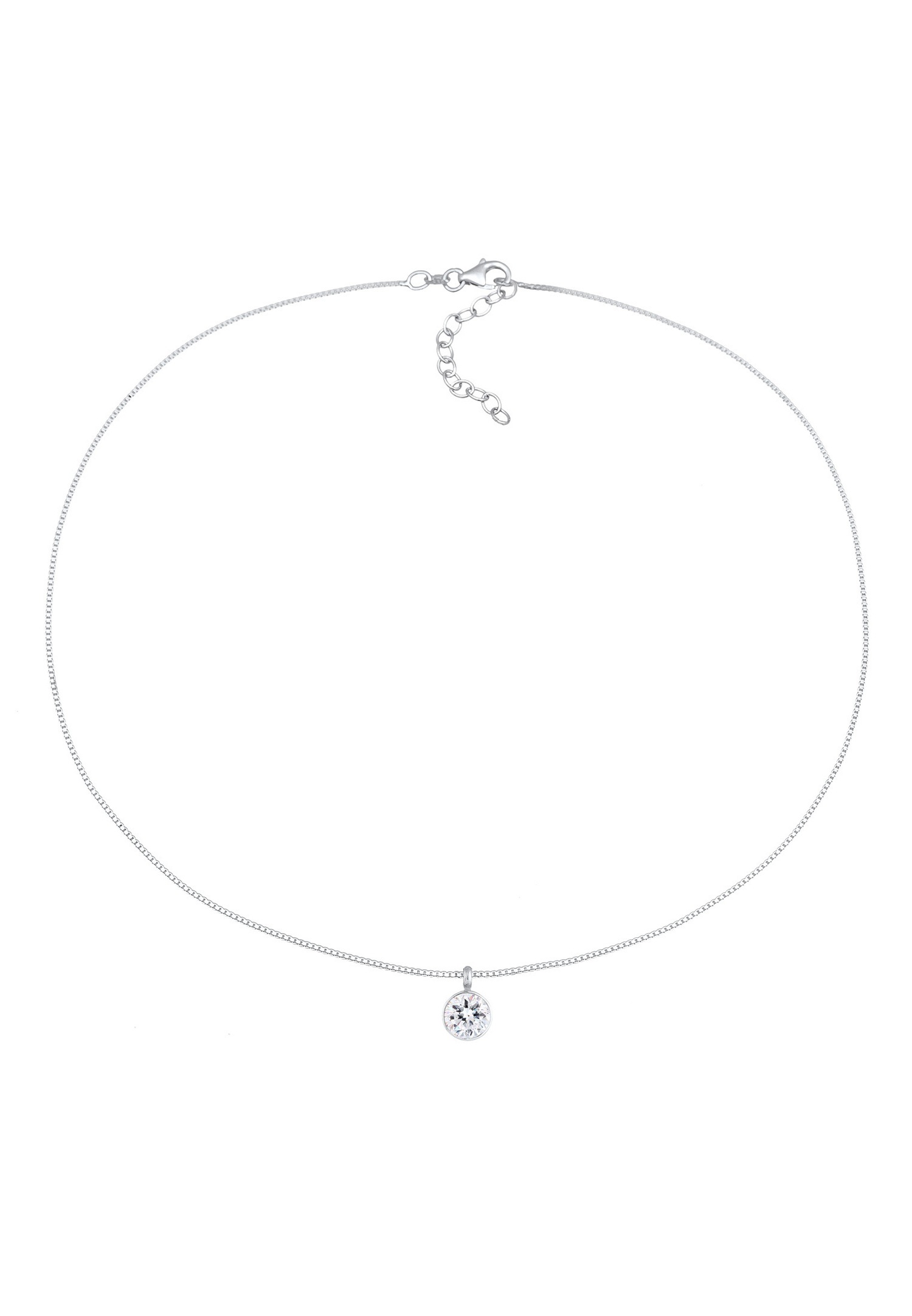 Elli Femmes Choker Solitaire Vénitien avec Cristal en Argent Sterling 925