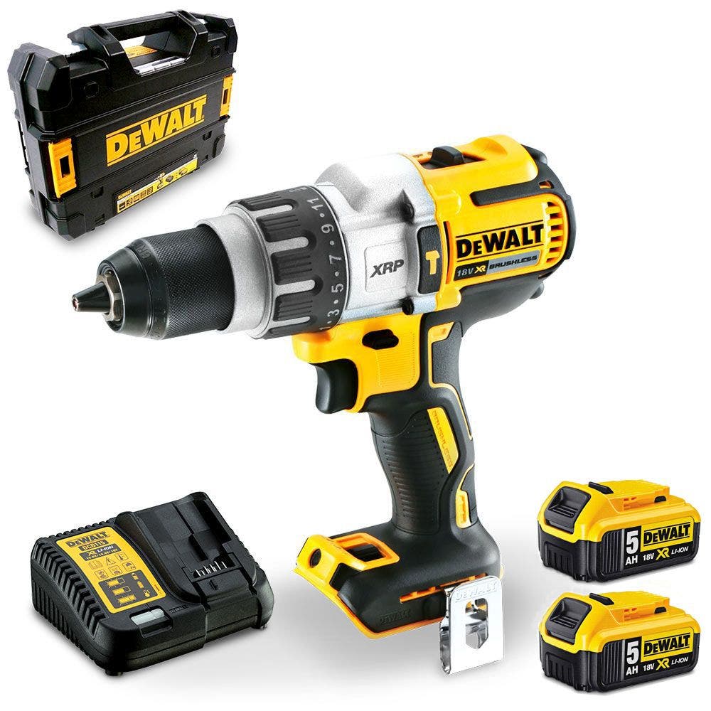 Conjunto de Furadeira de Impacto sem Escova DEWALT 18V com 2 Baterias de 5,0 Ah e Rosca de 13mm DCD996P2-XE