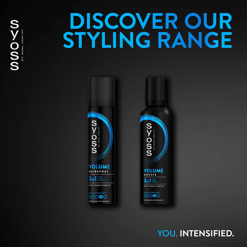 Spray fixador Syoss Volume Hairspray, fixação forte, 48 horas de duração