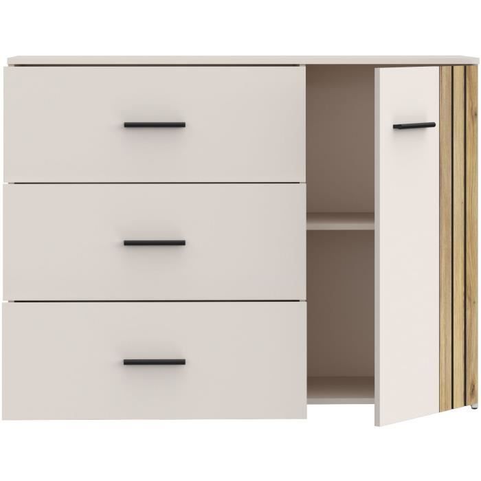 Commode WAIKATO 3 Tiroirs - Décor Cachemire - L120 x P41x H90 cm
