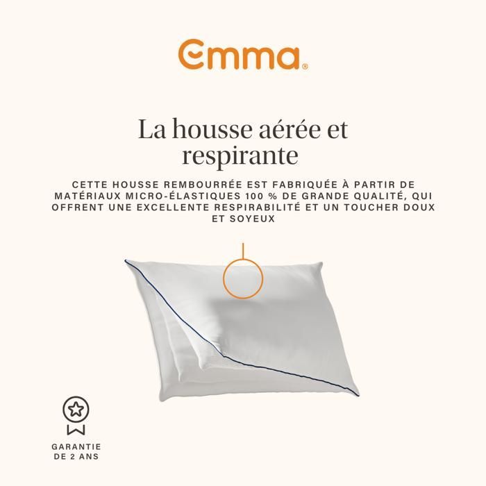 EMMA | Oreiller Emma Original Confort Thermorégulant 60x60 cm | Thermorégulant | Hauteur Adaptable | Hypoallergénique