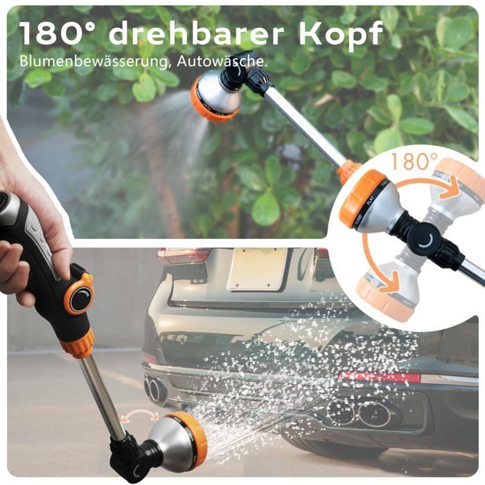 AIMOONSA Gietlans - 42 cm - 8 functies - 180° draaibare kop - Zink-aluminiumlegering