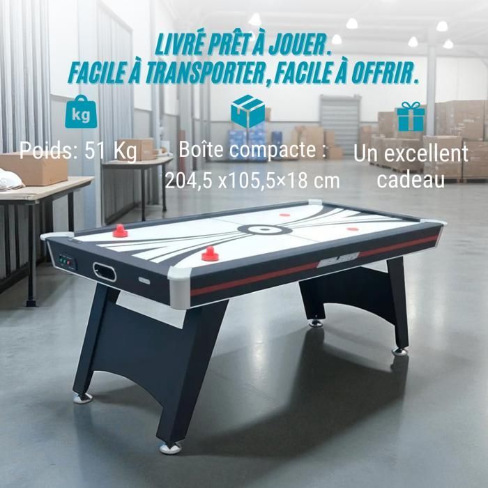 DEVESSPORT Galaxy Air Hockey Tabletop Game with Electronic Scorer. Air-Powered, Stable, Modern Design