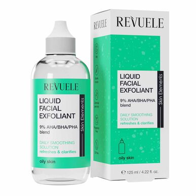 Revuele Skin Elements flytende ansiktsskrubb AHA BHA daglig raffinerende skrubb med 9 % AHA BHA PHA 125 ml 125 ml