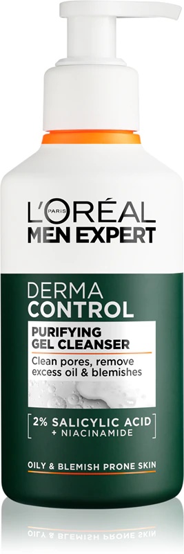 „L'Oréal Paris Men Expert Derma Control“ valomasis gelis su niacinamidu