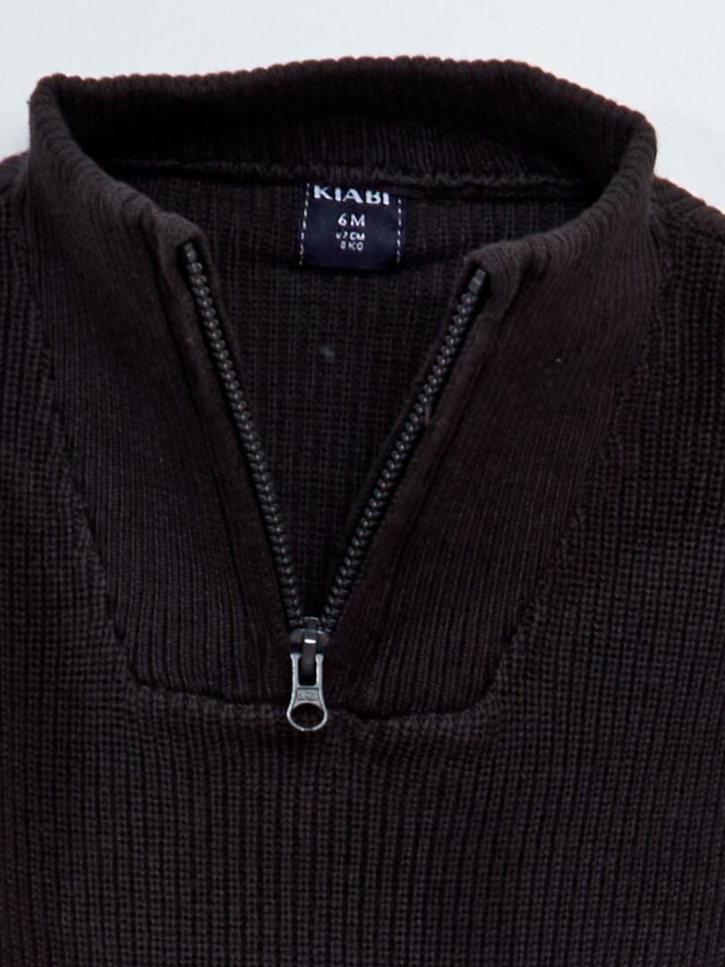 Suéter de gola alta canelado com pérolas - PRETO