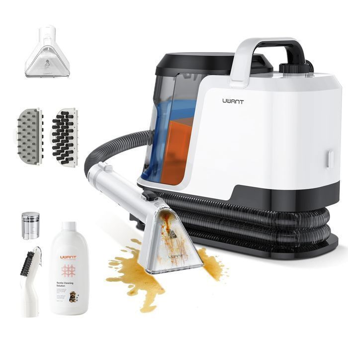 Uwant Y100 Pulitore per divani in tessuto, shampoo da 18 kPa per divani, tappeti e auto, 600 W, autopulente, doppio serbatoio da 1,2 litri