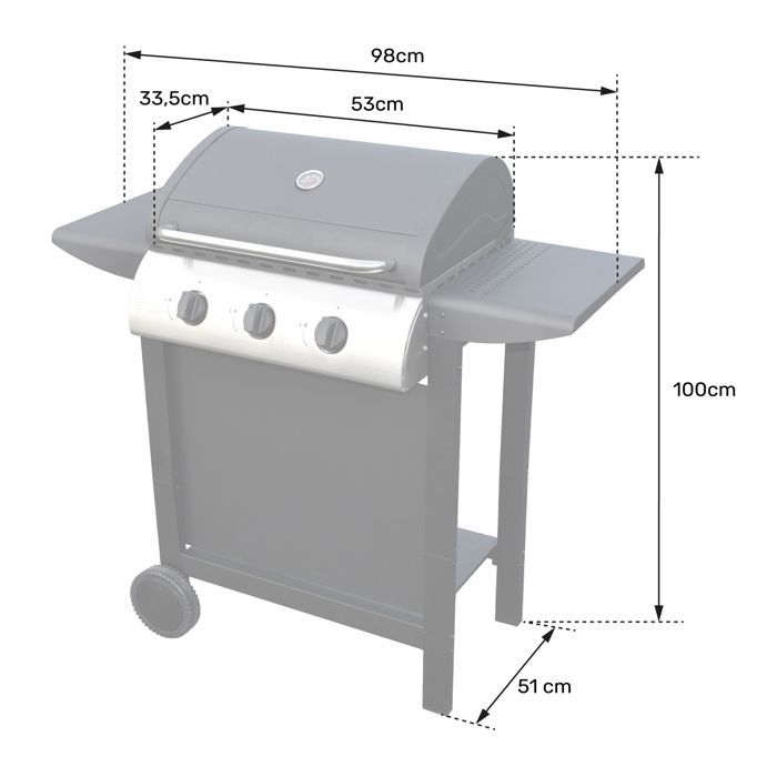 Barbacoa de gas hawaiana - 3 quemadores 8,4 kW