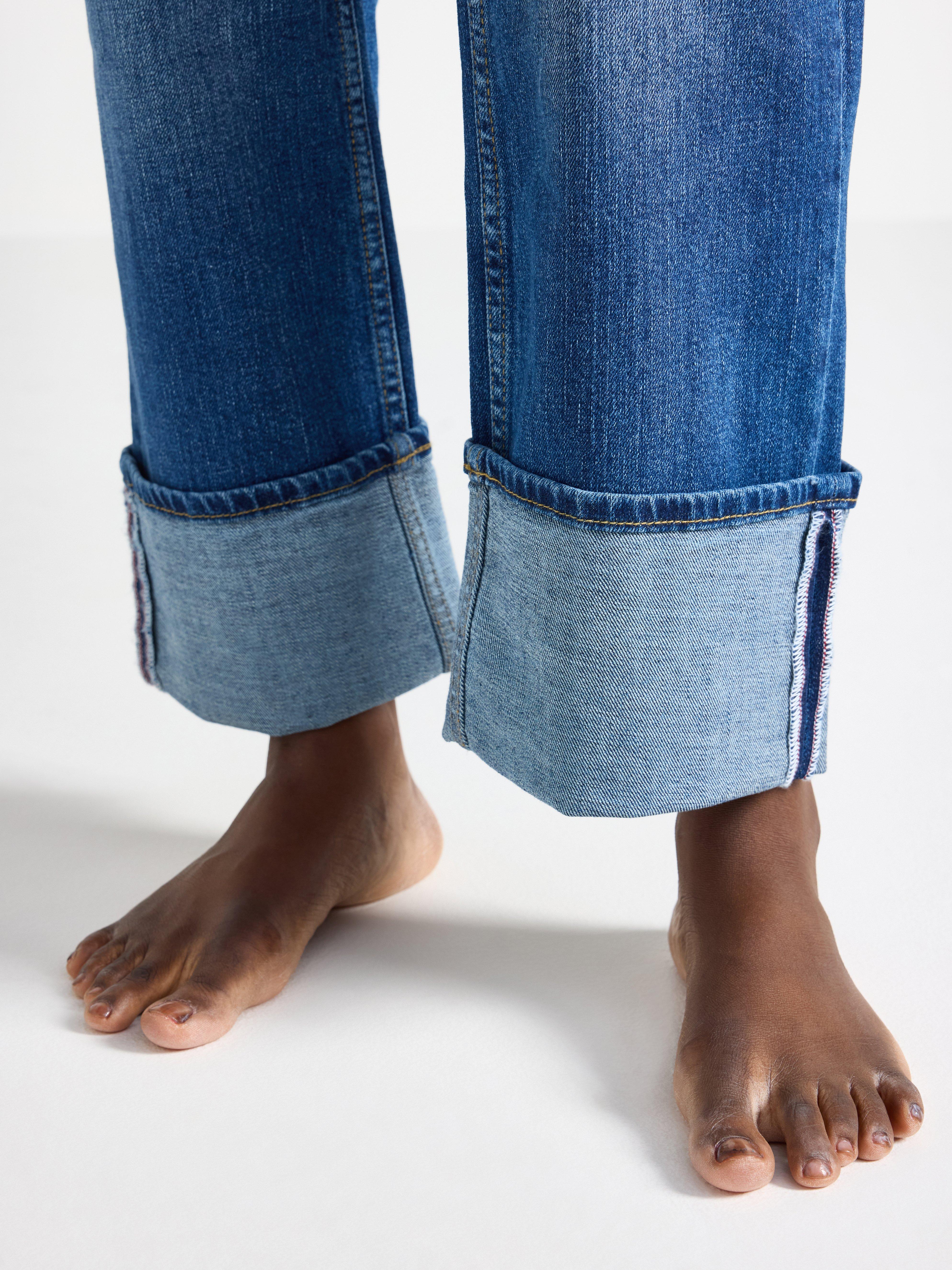 STRAIGHT  jeans med uppvik Denim blue