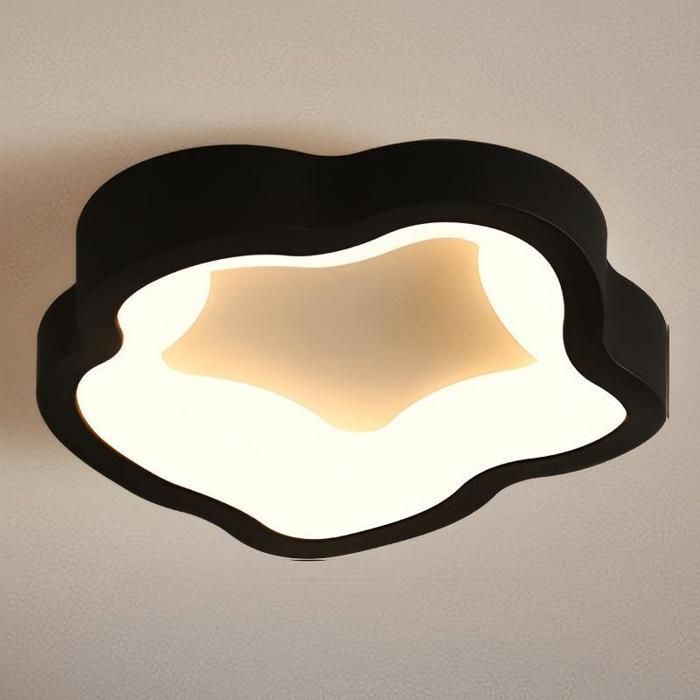 WOTTES  Plafonnier LED Moderne Noir - 14W Blanc Chaud Luminaire Fleur Lampe de Plafond pour Couloir Salle de bain - 1pcs Dia 23cm