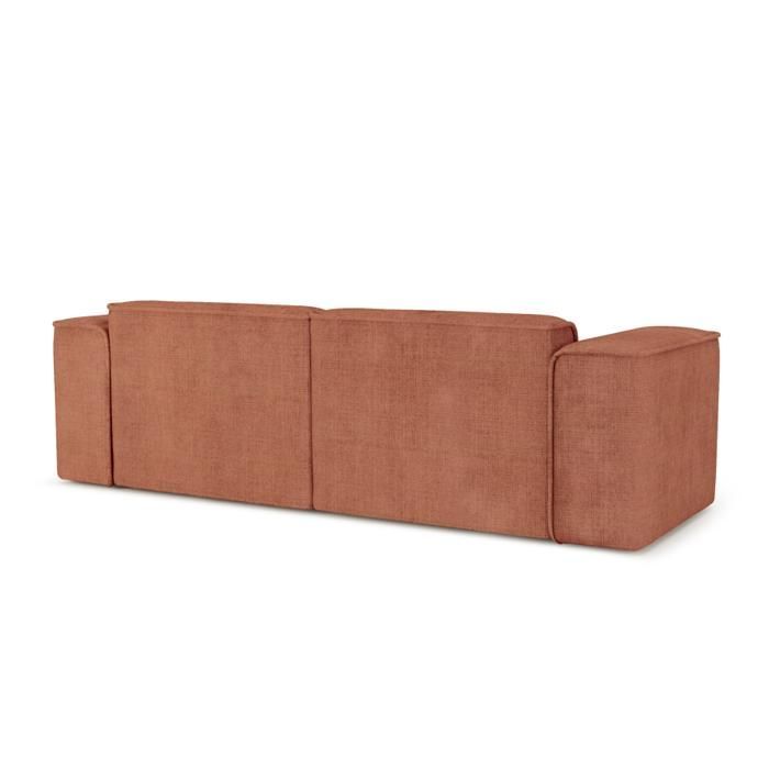 Divano fisso lineare a 3 posti NUNA in tessuto color terracotta