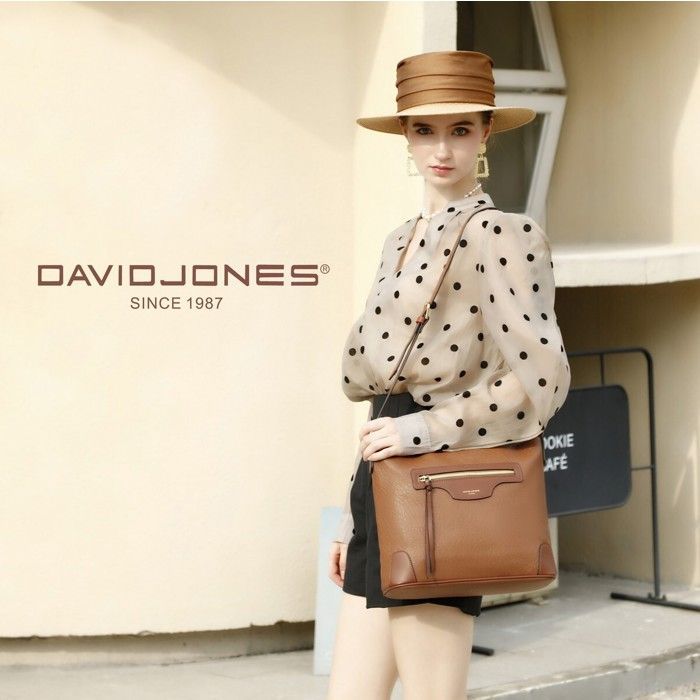 David Jones - Borsa a tracolla da donna con molteplici tasche - Borsa a tracolla, borsa a mano, borsa a spalla, ecopelle - Tasca con cerniera - Viola
