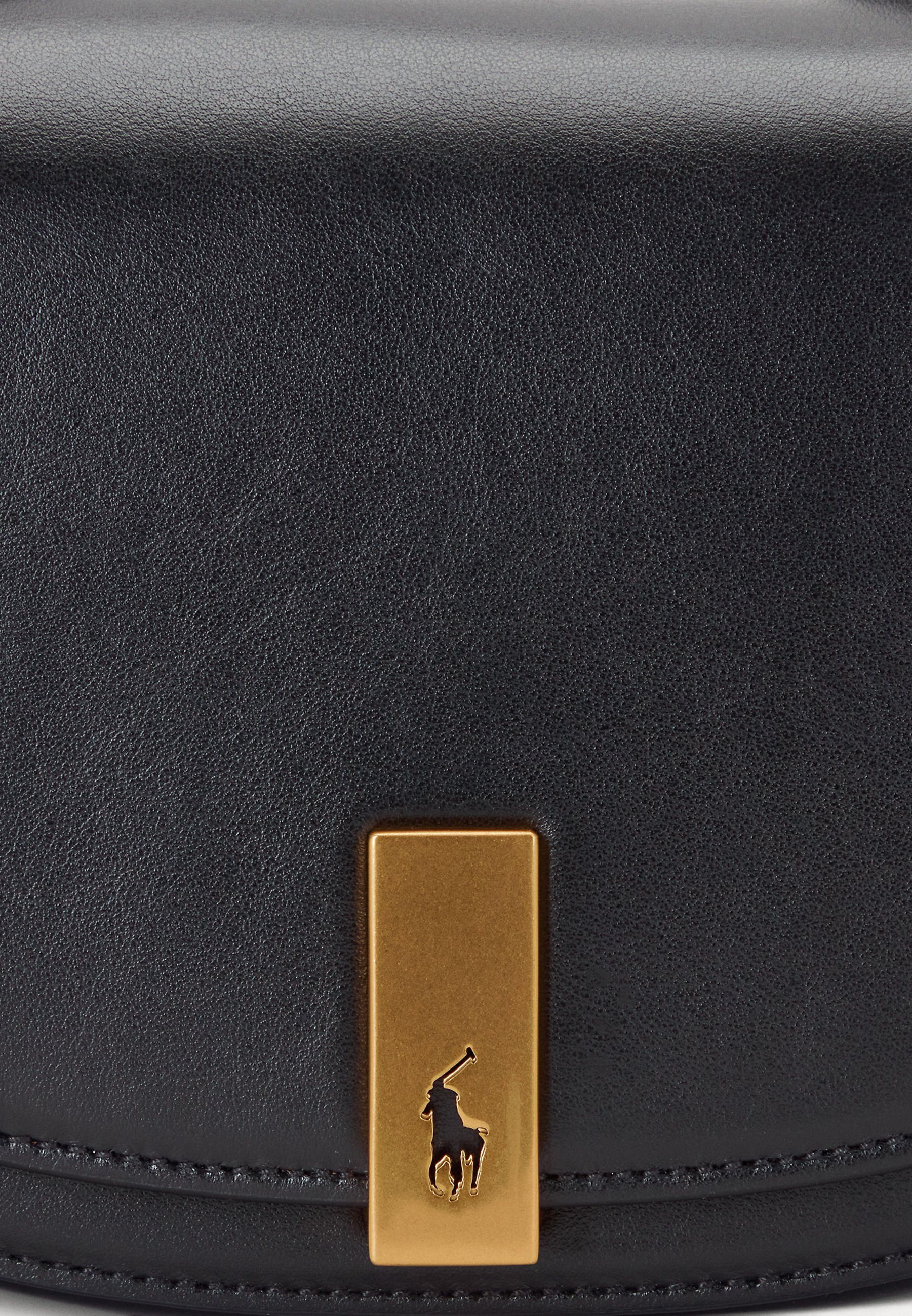 Polo Ralph Lauren POLO ID MINI SADDLE BAG VAN KALFSLEER - Crossbodytas - zwart