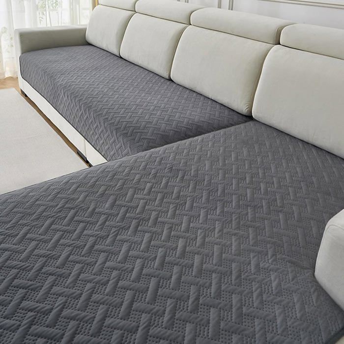 Housses de Canapé en Flanelle imperméable,avec Base antidérapante,Housse de Canapé en Forme de L,Canape Sectionnel (Gris,90x90cm)