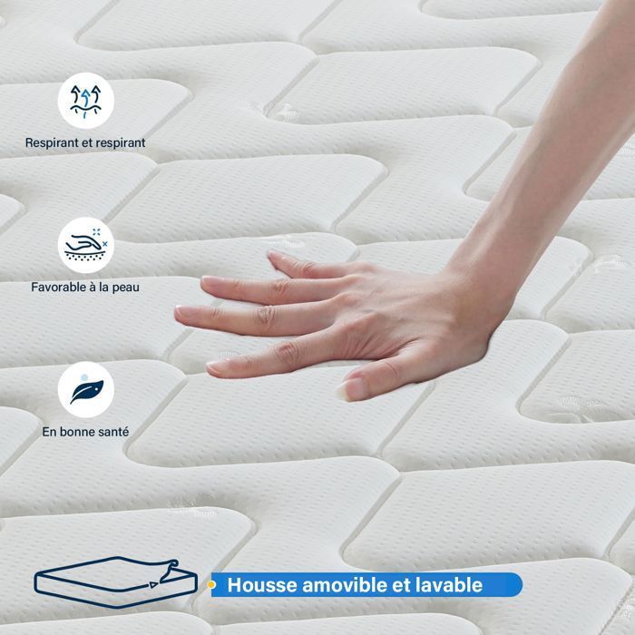 Colchón de espuma viscoelástica de 140x190 cm, tamaño doble, híbrido de espuma y muelles ensacados, extra grueso de 28 cm, firmeza media (H3)