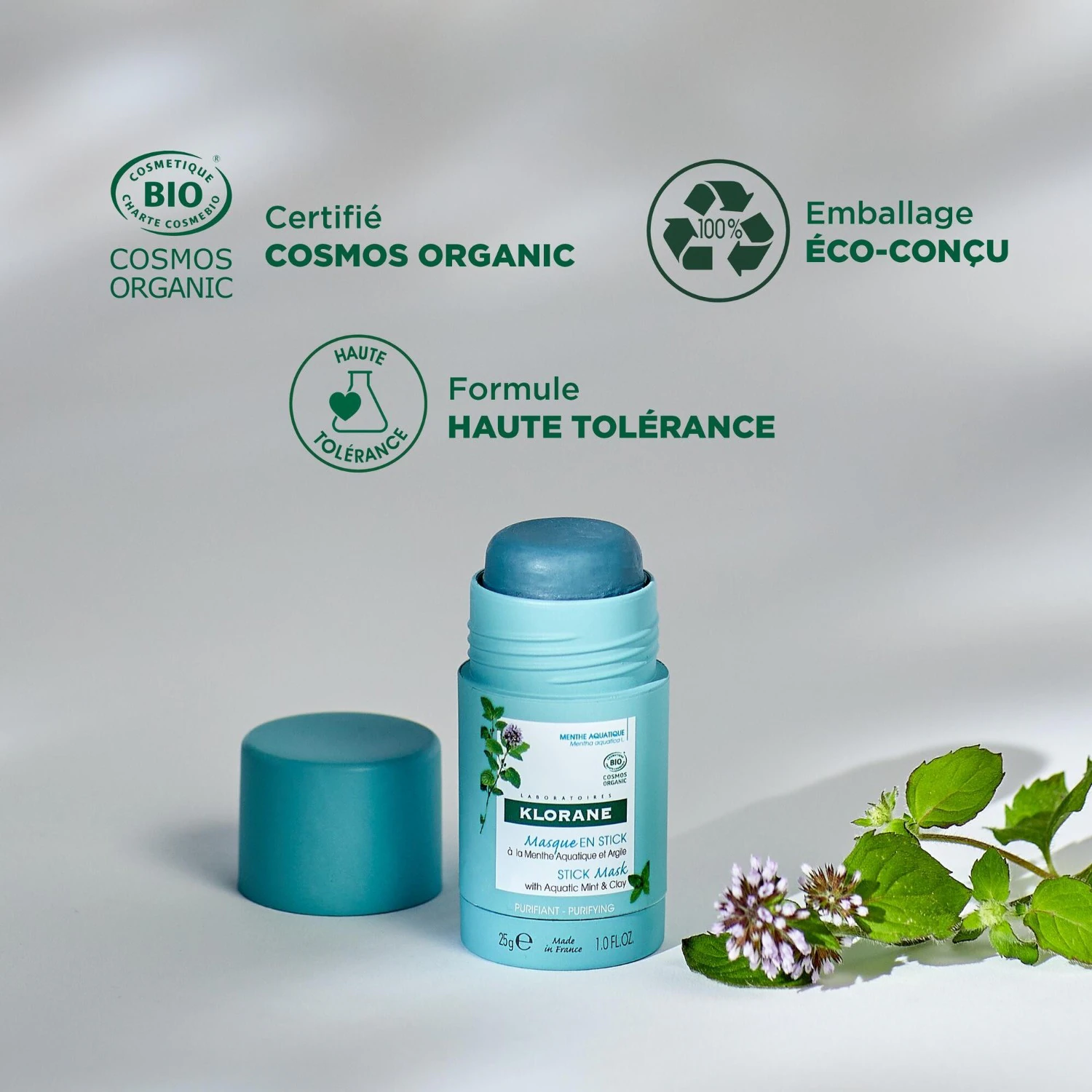 Klorane Masque en stick à la Menthe aquatique BIO