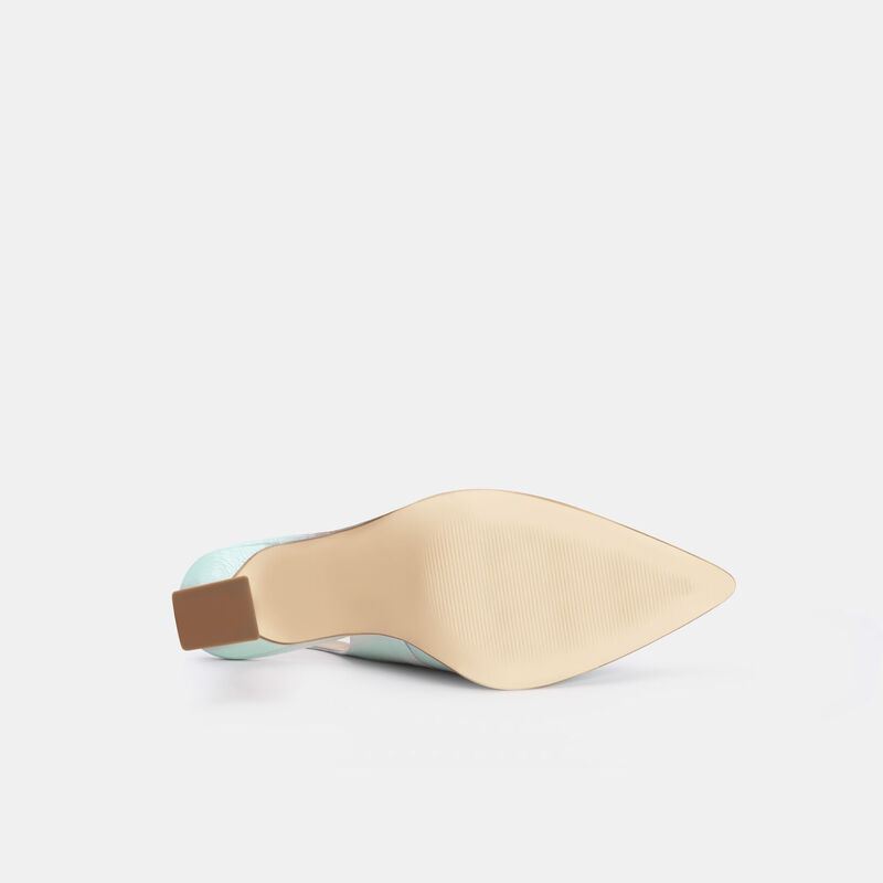 Damskie skórzane półbuty typu slingback z obcasem 10 cm