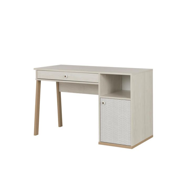 Escritorio con 1 puerta y 1 cajón - Charme - ALIKA - Blanco - Hecho en Francia