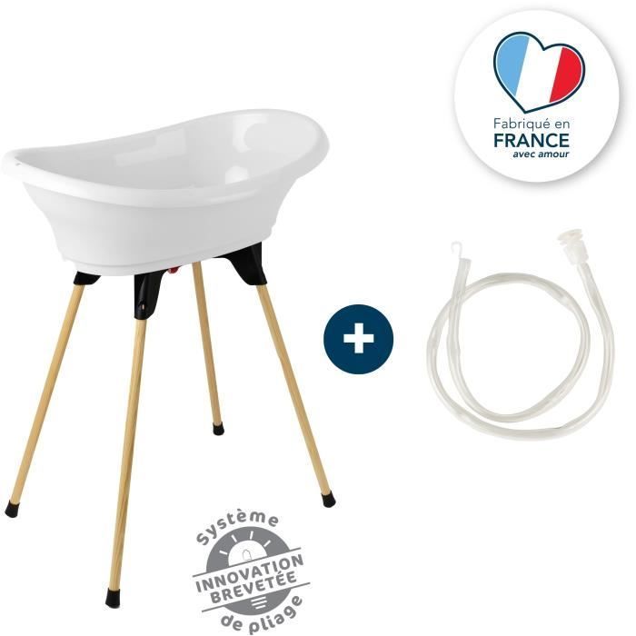 Kit da bagno VASCO Mughetto Bianco: Vasca da bagno + Piedini + Tubo di scarico - THERMOBABY