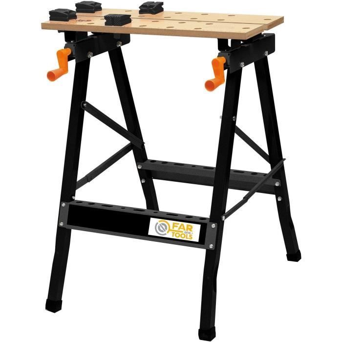 FARTOOLS ONE - WB 100 Verstelbare, opklapbare werkbank van hout en metaal - Draagvermogen 100 kg - Hoogte 83 cm