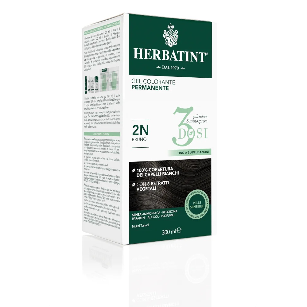 HERBATINT Gel coloration permanente Herbatint 3 doses 2N Brun 300 ml