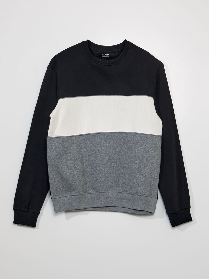 Sweatshirt met kleurblokken van fleecestof - GRIJS