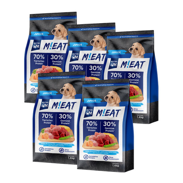 Suché krmivo pro psy M!eat Junior, 5 x 1,4 kg