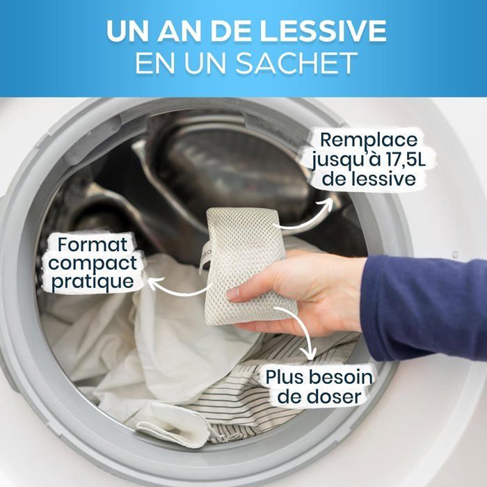 Orinko – Lessive Écologique Réutilisable Avec Billes De Magnésium – 350 Lavages – Sachet Coton
