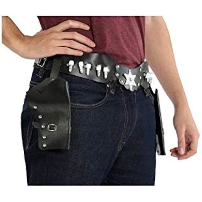 Kostuumaccessoire - ATOSA - Zwarte riem met 2 holsters - Unisex - Volwassenen - Snelle levering