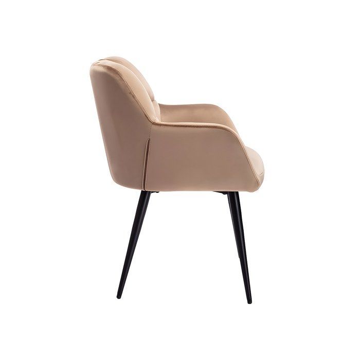 6 tuolin setti käsinojilla - Samettia ja metallia - Beige - PEGA