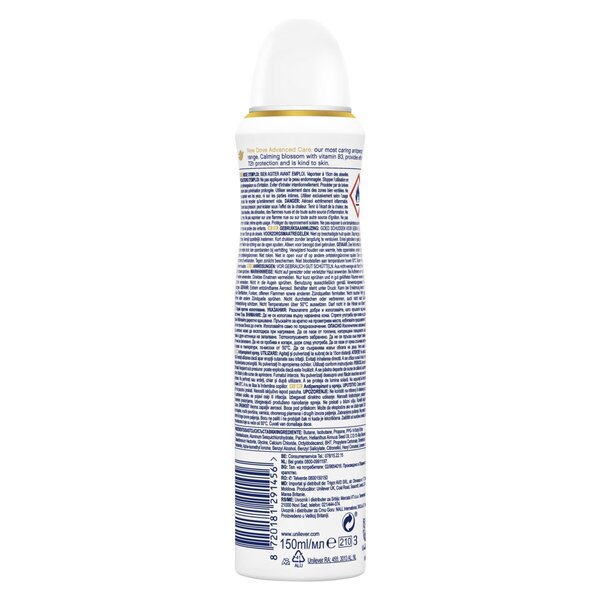 Dove Advanced Care Beruhigendes Deodorant-Spray mit Blütengeschmack<br>150 ml
