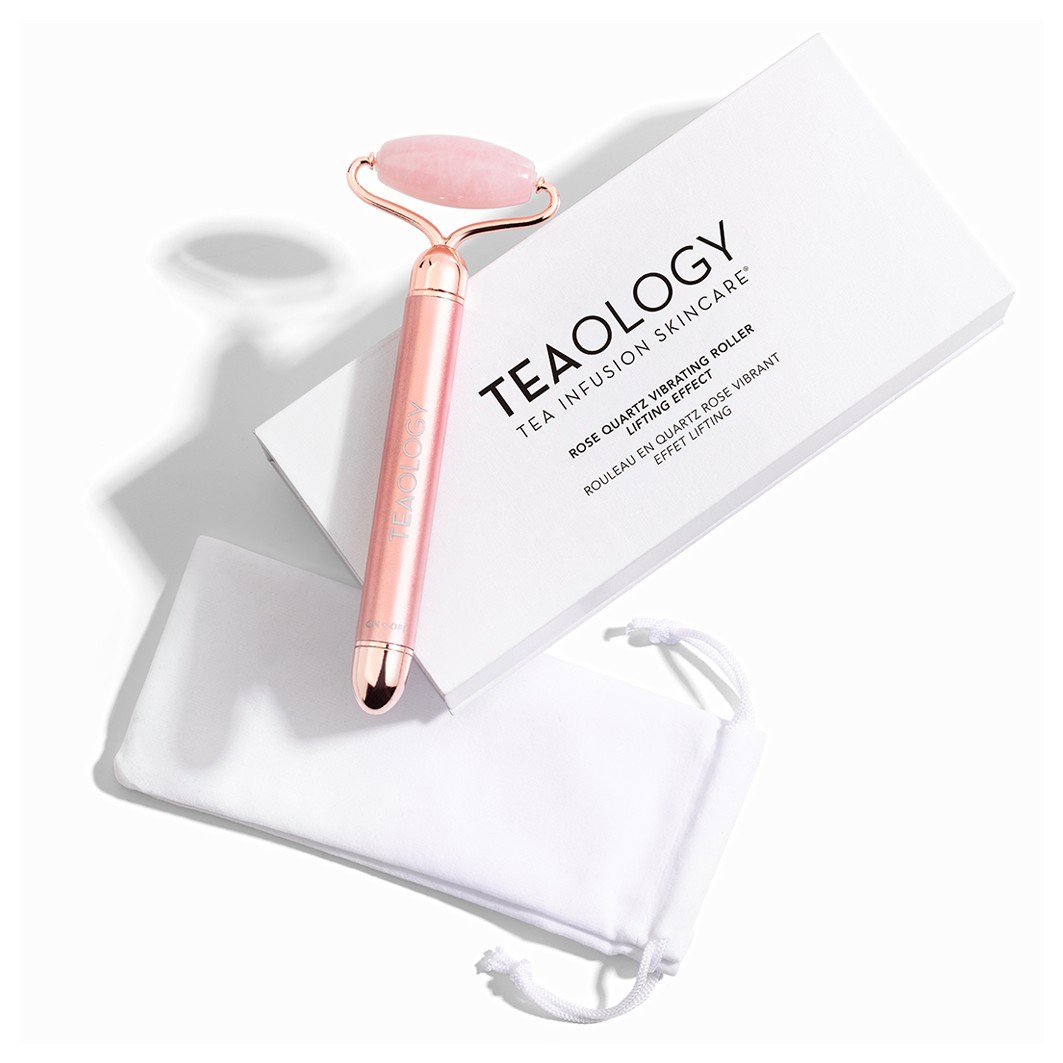 Teaology masažer za lice s vibracijskim valjkom od ružičastog kvarca - 1 komad