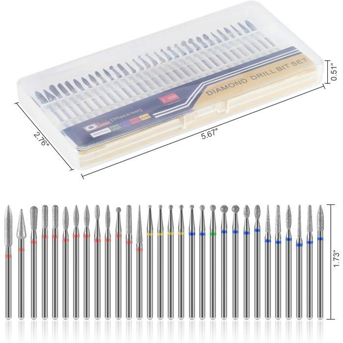 30 Pieces Nail Drill Bits Electric Nail File Bits for Manicure and Pedicure, Nail Drill Bits Cuticle Cleanser [YP209]