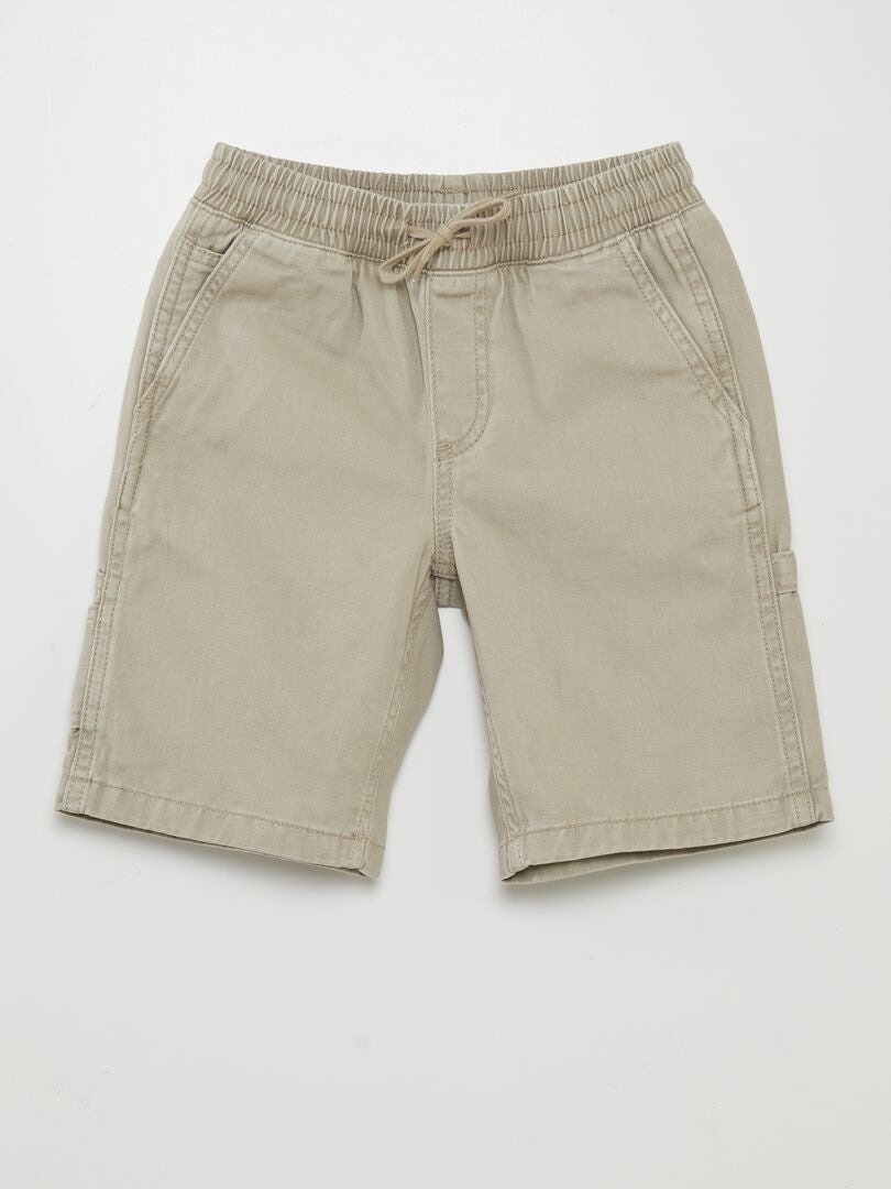 Stretch denim shorts - BEIGE