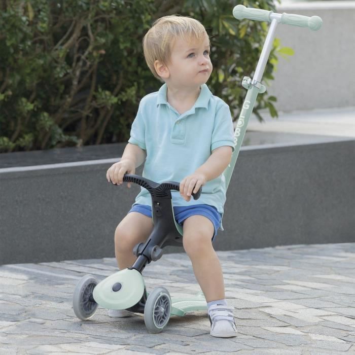 Monopattino a 3 ruote GLOBBER ACTIVE ECOLOGIC - Pistacchio - Plastica riciclata - Cavalcabile - Sedile ampio - Da 15 mesi a 9 anni