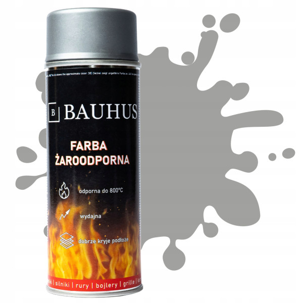 Farba spray żaroodporna wysokotemperaturowa Bauhus szara