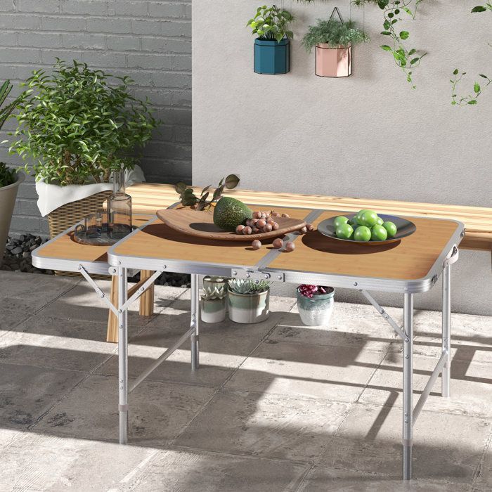 Outsunny - opklapbare tafel - Aluminium - 90x60x70cm - Beige