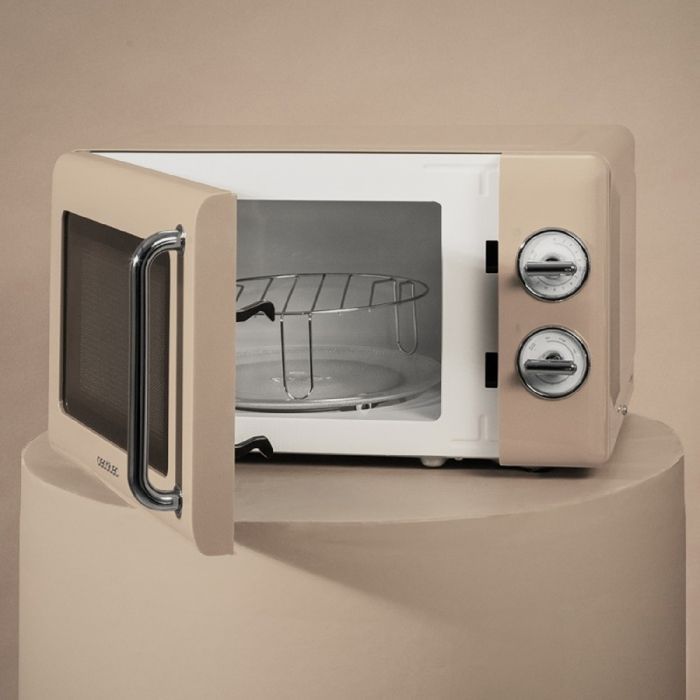 Cecotec Micro-Ondes Mécanique Proclean 3010 Retro Beige. 20 L, 700 W en 6 niveaux, minuterie jusqu'à 30 minutes