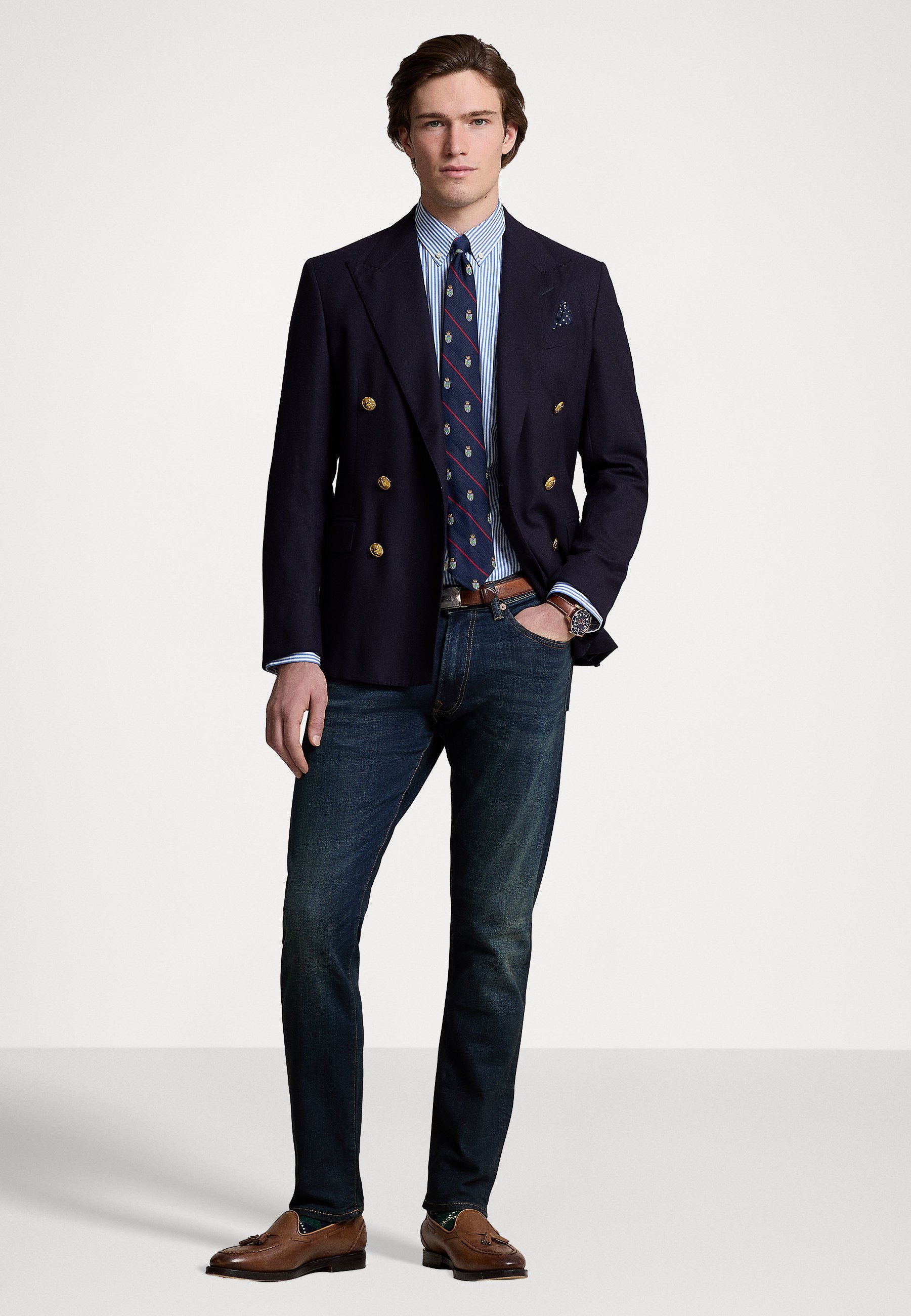 Polo Ralph Lauren Slim Fit gestreiftes Stretch-Popeline-Hemd – Hemd – Hellblau/Weiß
