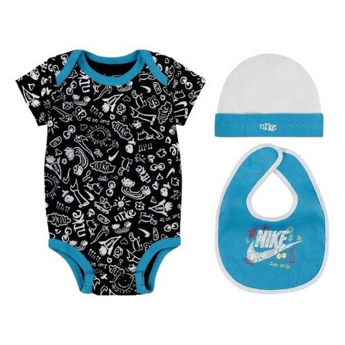 Conjunto de regalo Nike Graphic para bebé niño: Conjunto de ropa, body, babero y patucos, azul marino, blanco y azul, de 0 a 6 meses.