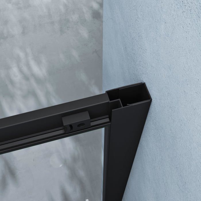 Mampara de ducha Doporro negra con puerta corredera, panel semicircular, 100x100x190 cm, cristal transparente, ESG Ravenna32K
