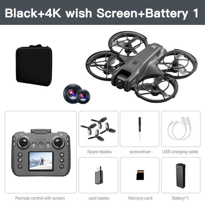 MINI Drone, Sort - 4k Professionelt Batteri, WIFI 5G Drone, Forhindringsundgåelse, Børsteløs, Højdehold, Hovedløs Tilstand, Fjernstyret Quadcopter