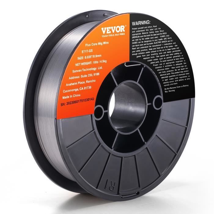 Welding Wire - VEVOR - MIG E71T-GS Flux Core Mild Steel Gasless Welding Wire 0.9mm 4.5kg