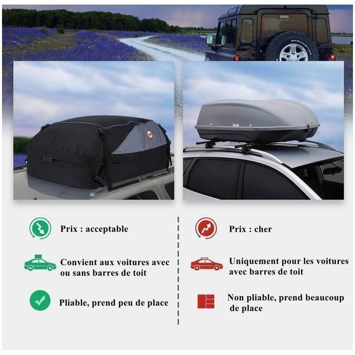 MOONMINI Car Roof Bag 105x80x43CM 1000D Oxford Fabric and PVC - Weatherproof Soft Roof Box for Travel