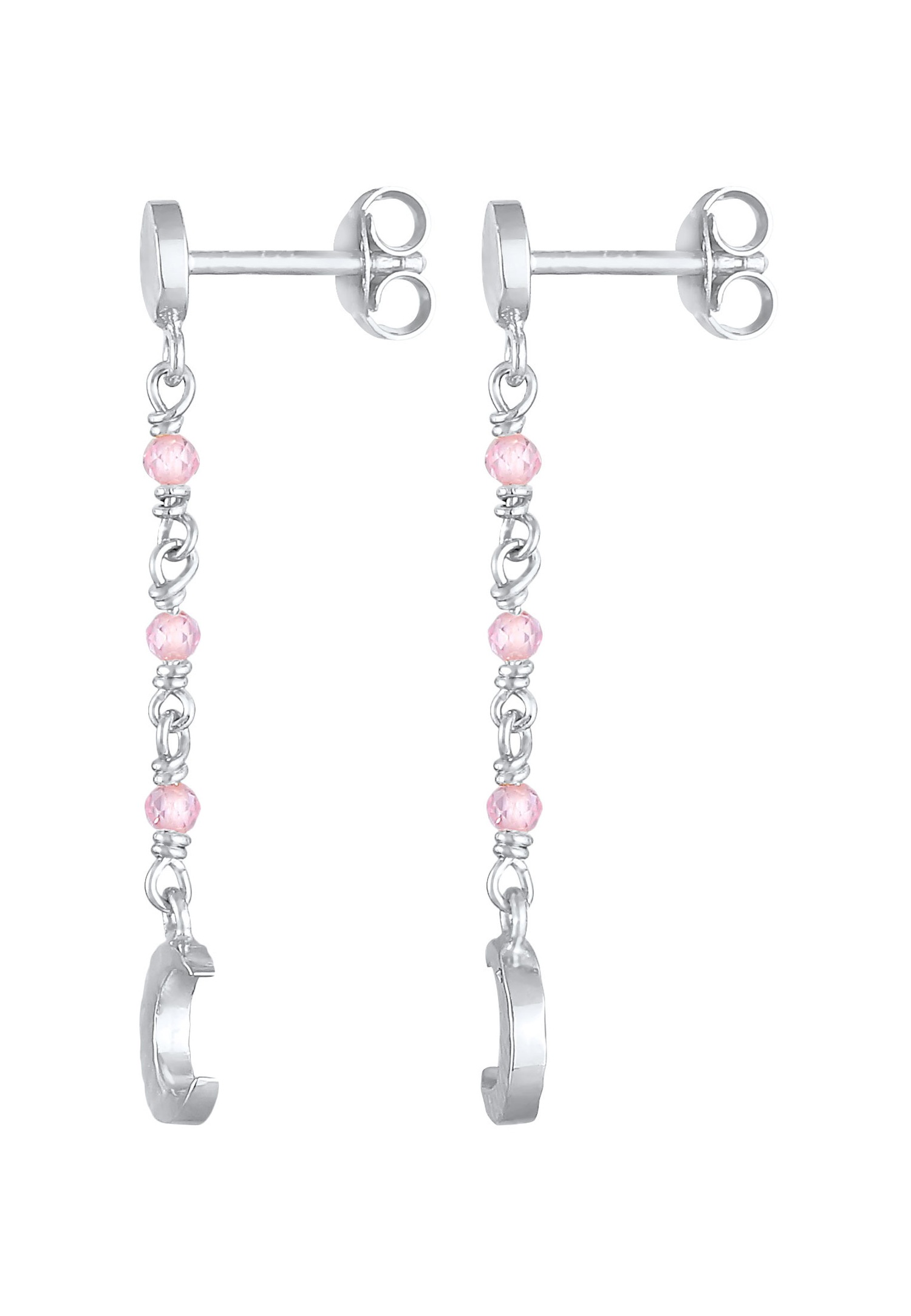 Elli Structure de plaque de lune pour dames avec quartz rose en argent sterling 925