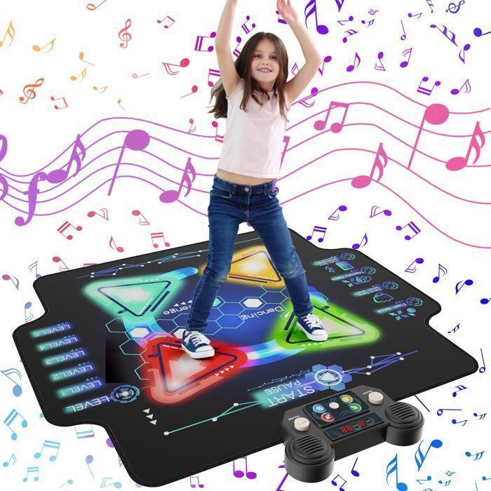 Alfombra de baile infantil, 4 flechas de luz LED, alfombrilla de baile musical con Bluetooth, 4 modos de juego, regalo para niños.