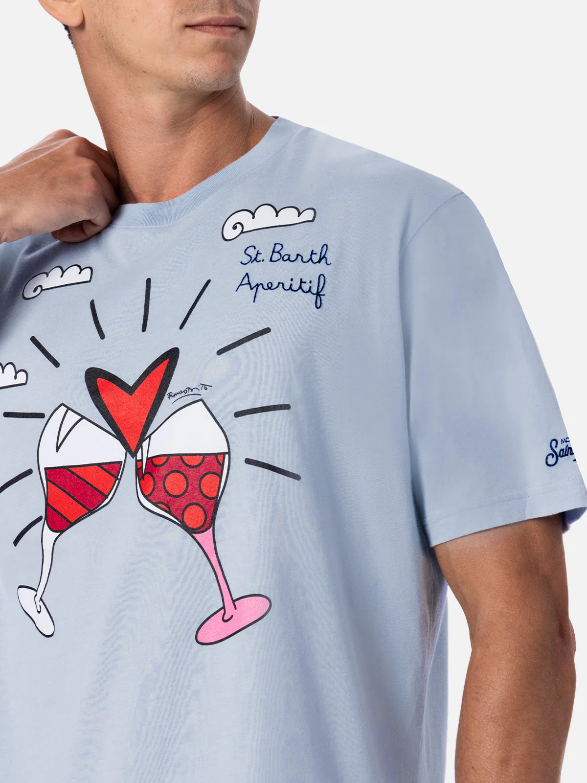 T-shirt da uomo in cotone con stampa e ricamo Britto | BRITTO SPECIAL